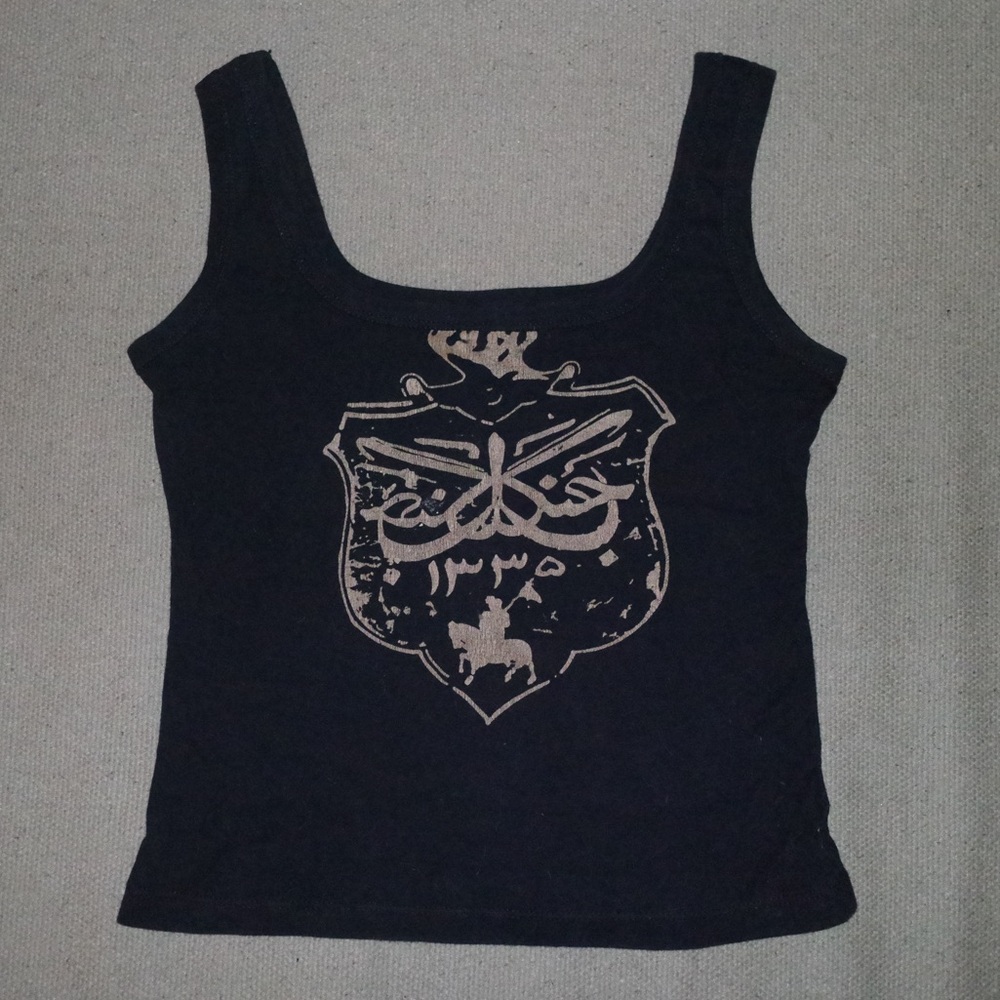 IMAN Black Tank Top with Graphic Design